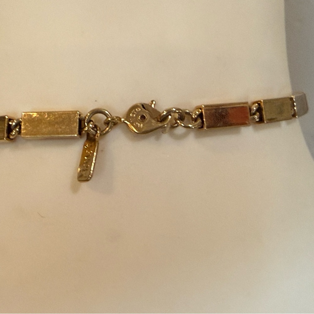 Vintage Monet PAT.PEND Gold box‎ link chain geometric Necklace 30” - Picture 5 of 15